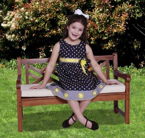 Jazty Kids Solid Teak Kings Cross Garden Bench with White Cushion Indoor and Outdoor Bench No Chemicals!!! Ages 1-9