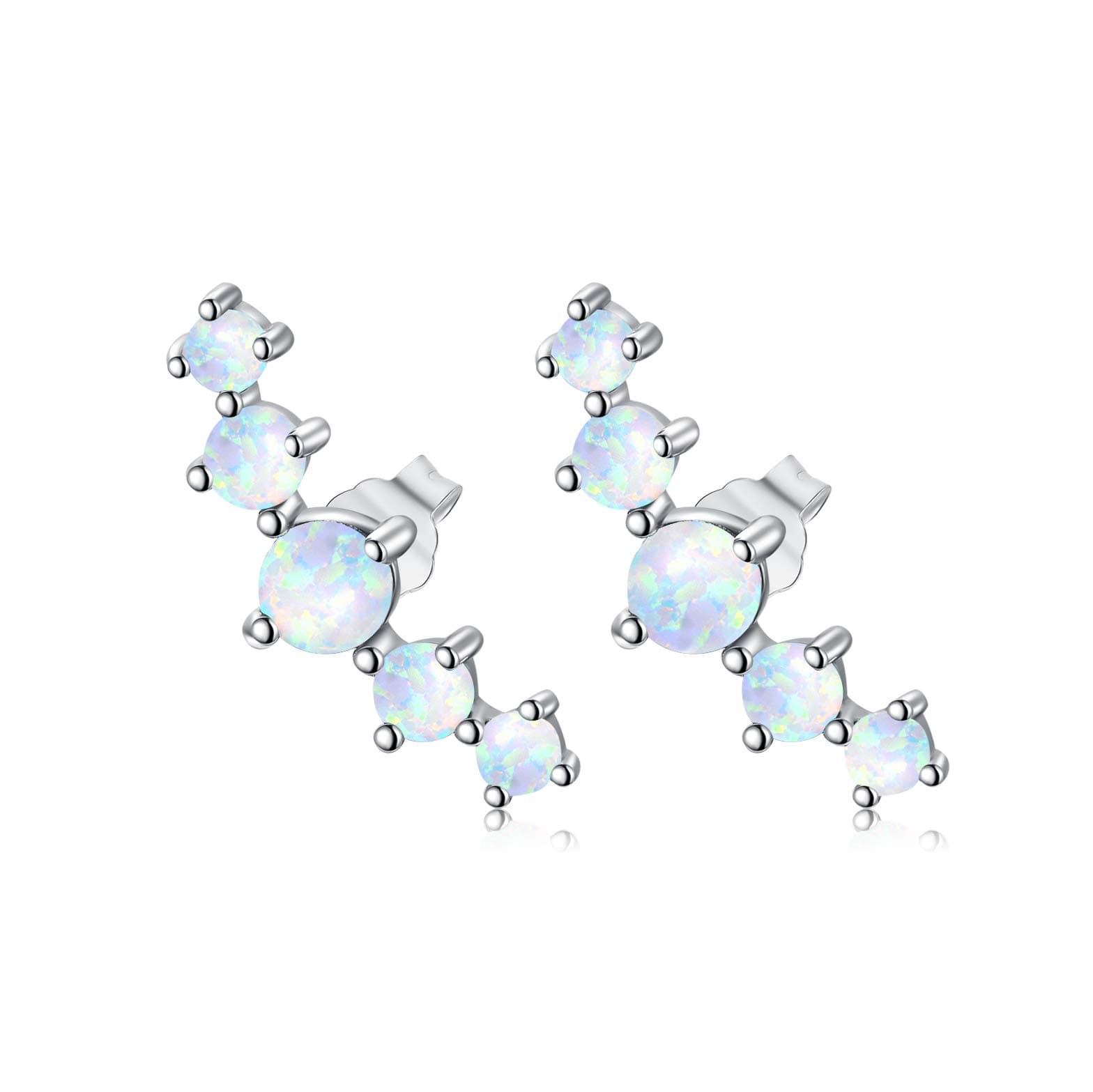 Blue Opal White Opal Stud Earrings 925 Sterling Silver Bee Stud Earrings for Women