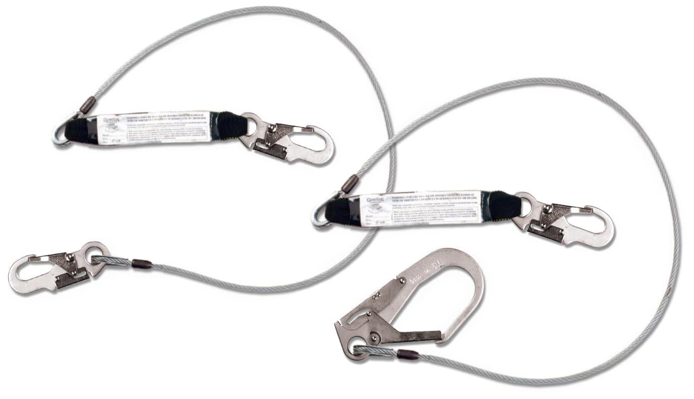 Guardian Fall Protection 01242 6-Foot Cable Lanyard with Rebar Hook and Shock Absorber