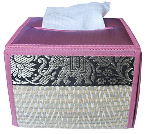Reed Tissue Box Made From Natural Material Classic Elephant Style Size Height 3.8 "Wide 5" Long, 5.5".