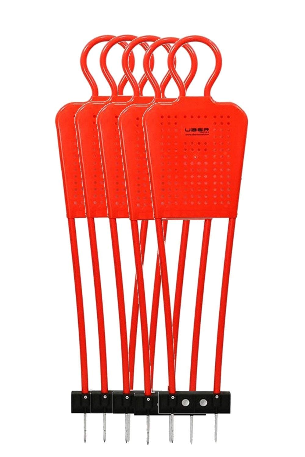 Uber Soccer Free-Kick Training Mannequin Bundle with 5 Mannequins and 1 - Mannequin Bag - 4 Styles (Small, Medium, Large, and Large Spring-Loaded) - Red - PVC