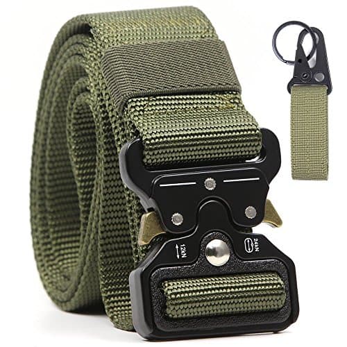 Men's Tactical Webbing Belt, Military Style 1.5" Belt with Quick Release Metal Buckle Made by 1000D Nylon