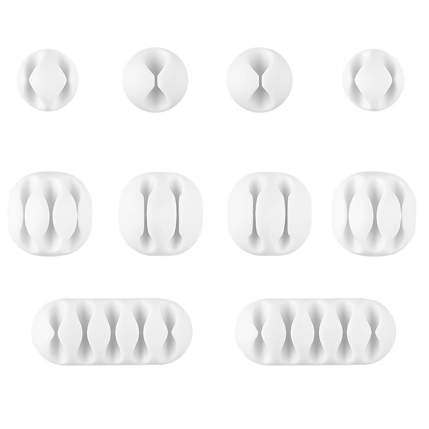 JEERIG Cable Clips Holders Cord Management, Multipurpose Cable Organizer 10 Pcs for Computer, Cell Phone or Charger (White)