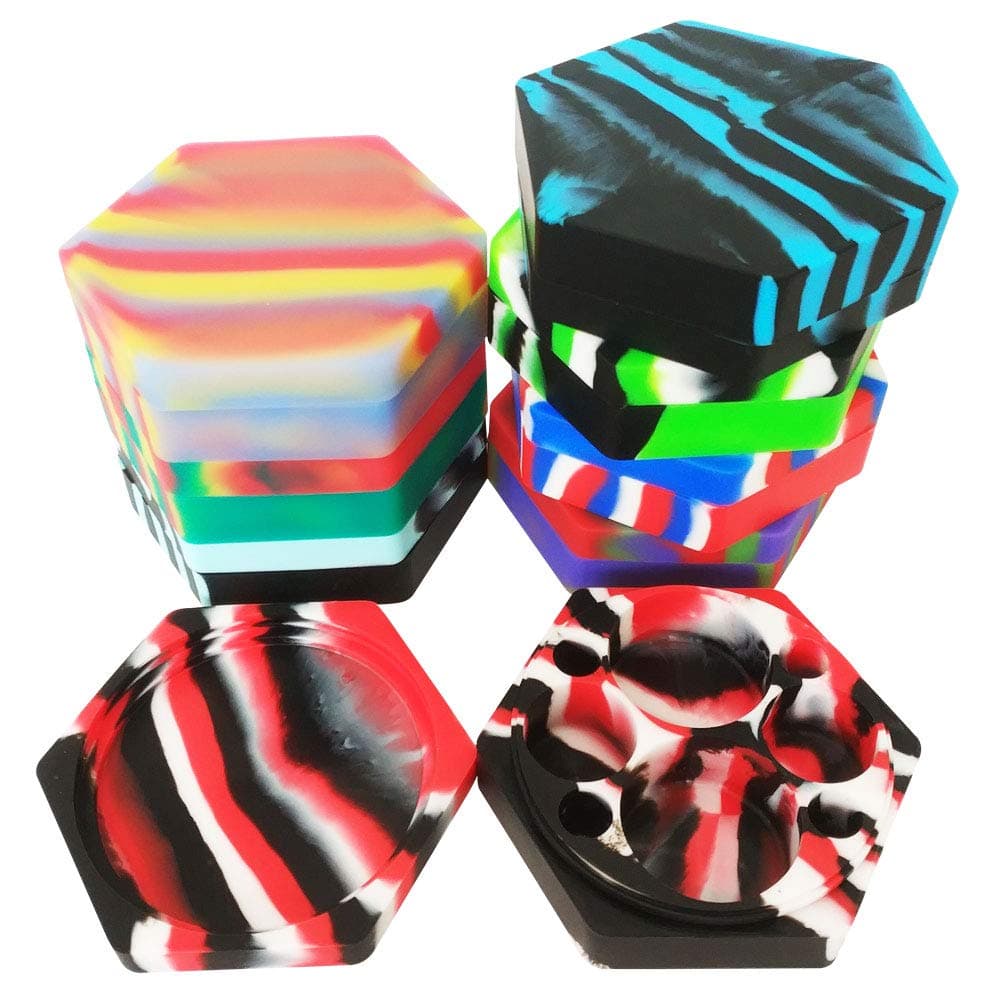 SZBS Silicone Container Jar 5pcs/lot 110ml Hexagon Shape Assorted Color Storage Container For Dab Oil Wax Concentrate Silicone Jars Dab Container (5)