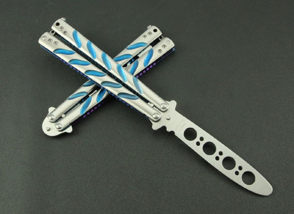 VAGANY High Quality Butterfly Knife Practice Trainer Knife Tool (Dull Knife) (Blue)