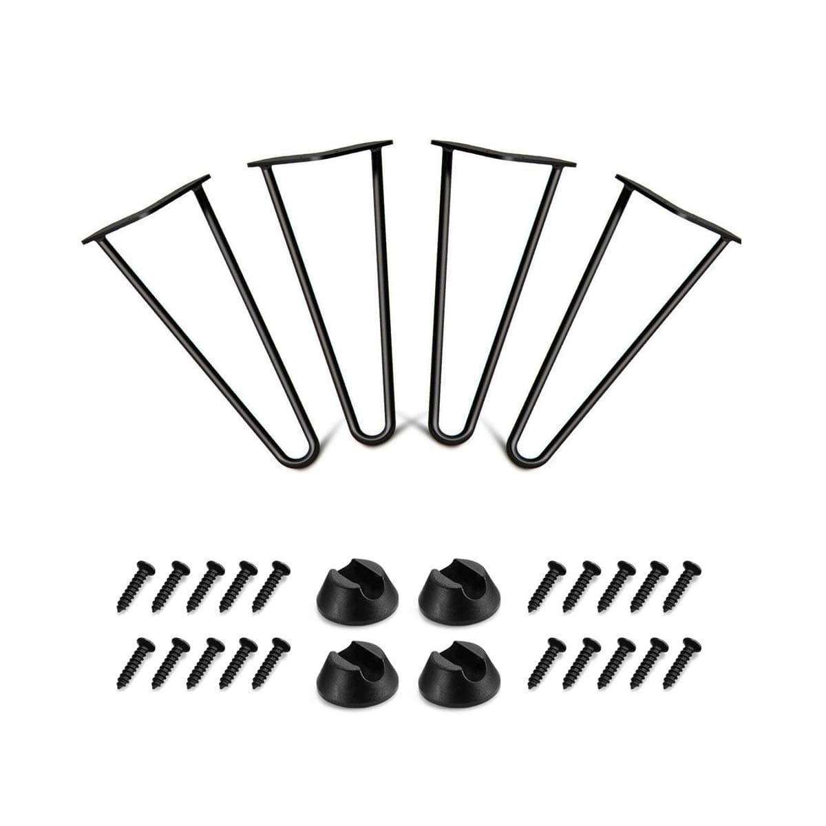 12 inch / 30cm Hairpin Table Legs, La Vane 4pcs Mid-Century Modern Heavy Duty Black Metal Furniture Legs with Leg Protectors & Screws for Coffee Table Bench TV Stand - 2 Rod, 3/8 inch (10mm) Steel