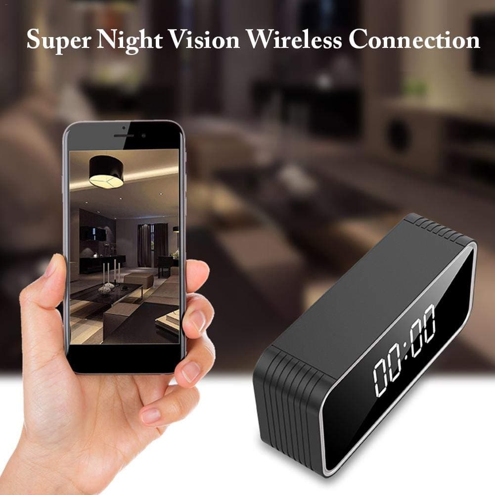 Seayahy Hidden Camera WiFi Alarm Clock,Wireless Speaker Covert Camera With Night Vision,Motion Detection Nanny Camera,Control And Viewing Security Camera For Home And Office