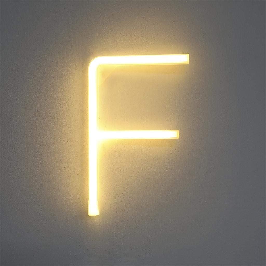 LEEDY English AlphanumericLight LED Battery Section Warm White Light Letters Alphabet Letter Lights Creative Night Lamp Decor for Home Party Bar Wedding Festival Decorative (F)