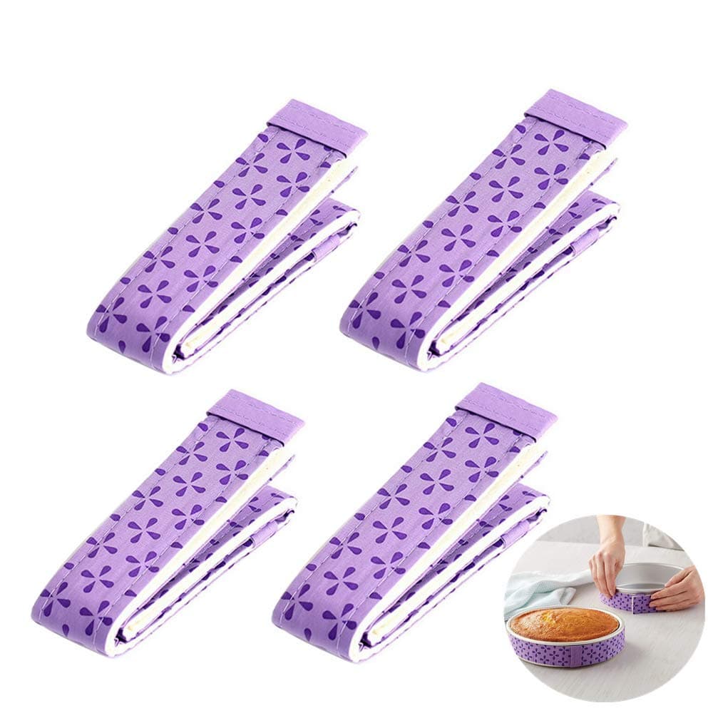4 Pcs Bake Even Strips Cake Pan Wrap Strip Belt, Super Absorbent Thick Cotton Cake Strips for Even Baking Cake Sleeves
