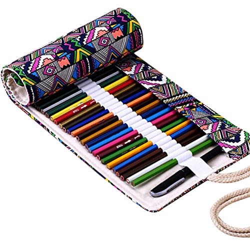 36/48/72 Holes Canvas Wrap Roll Up Pencil Bag Pen Case Holder Storage Pouch (36 Holes)