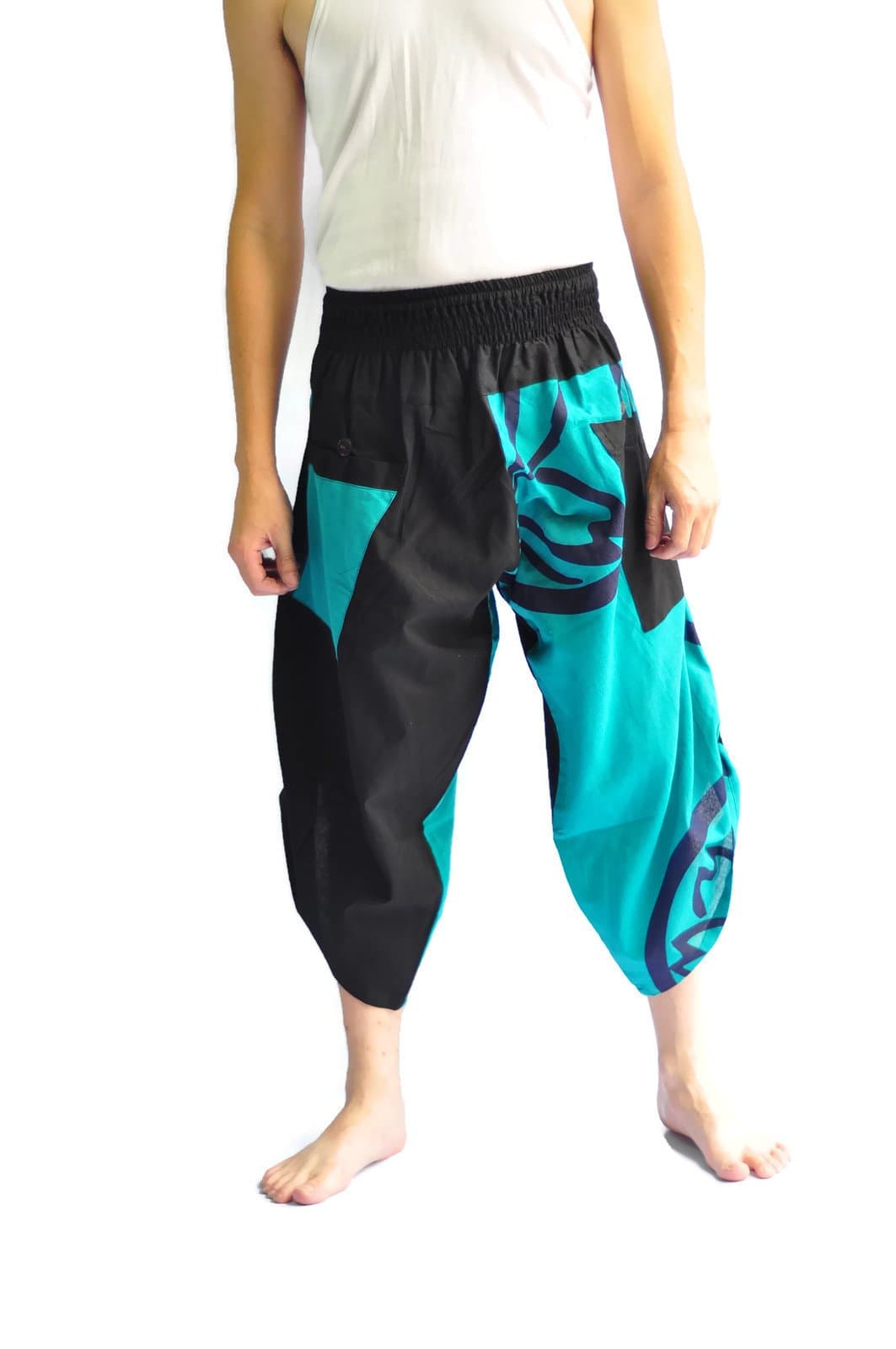 Siam Trendy Men's Samurai Pants One Size Black and Blue