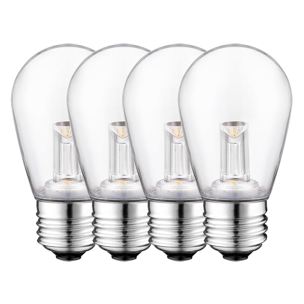 Vintage Edison LED Light Pipe Bulb Lamp S14 ST45 E26 Base Warm White 2700K 2W Equivalent 20W Patio String Lights Replacement (4 Pack)