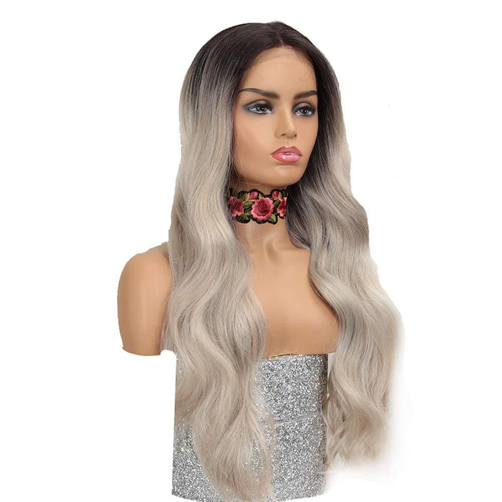 NOBLE Easy 360 Lace Frontal Wigs Big Head Friendly|28 inch Long Wavy Wigs What Lace HD Lace Transparent|Synthetic Ombre Gray Pink Wig