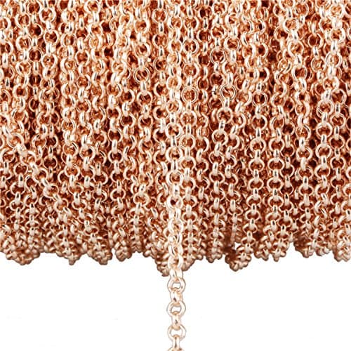 32.8 Ft Plated Rose Gold Iron Twisted Chains - Electroplating Does Not Fade - 3.2mm O-Type Chain Jewelry Making Accessories Chain for DIY Making Necklace Bracelet