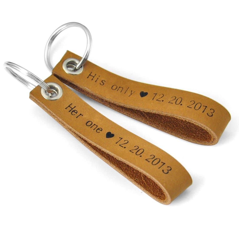Personalized Leather Key Chain, Couple Leather Keychain, Custom Keychain, Personalized Key Ring, Couple Keychain Set, Couples Valentines Gift