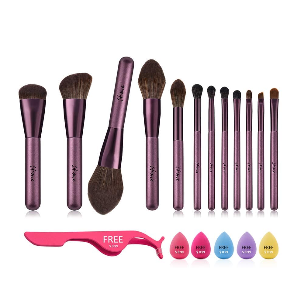 ITME 12 PCS Makeup Brush Set Beauty Tools Kit(1 PCS Eyelash Curler and 5 PCS Makeup Sponge For Free,Only For 500 Sets)