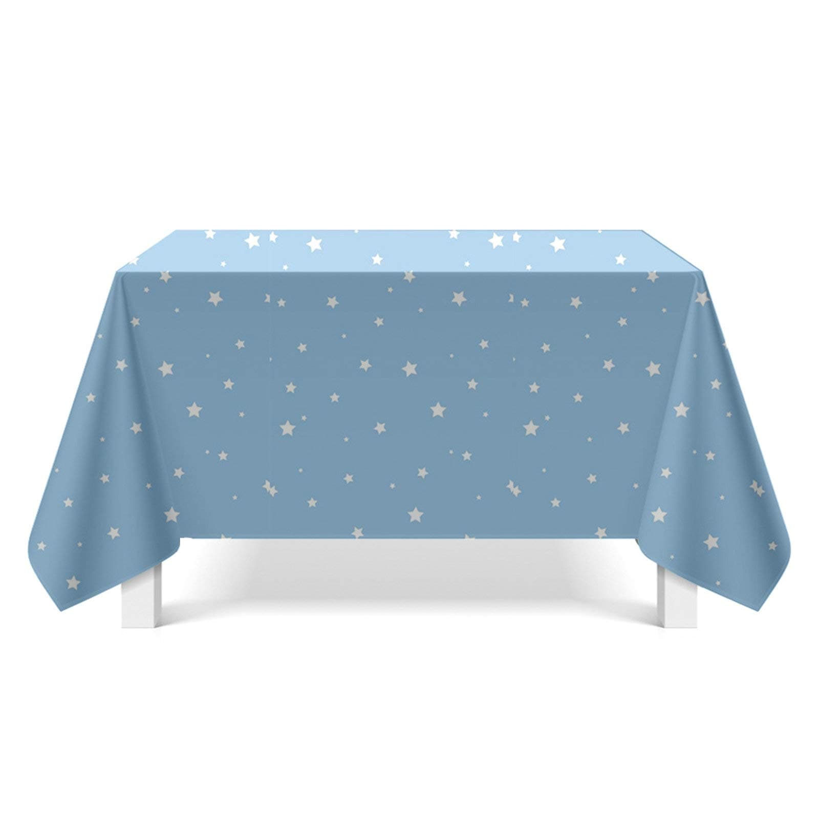 Amody Polyester Table Cloth Dust-Proof Wrinkle Resistant 85x85CM Stars Blue White Tablecloth/Table Cover for Kitchen Dinning Tabletop Decoration Style 4