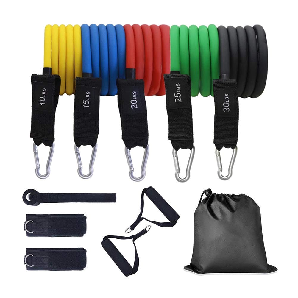 Dubiland Resistance Bands Set - 5-Piece Exercise Bands - Portable Home Gym Accessories - Stackable Up to 150 lbs. - Perfect Muscle Builder for Arms, Back, Leg, Chest, Belly, Glutes