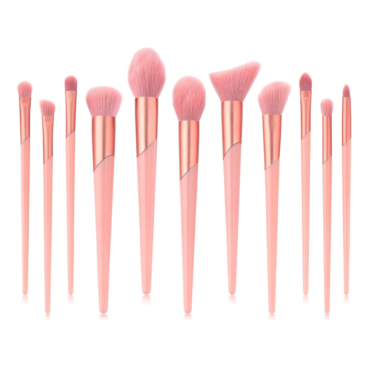 Makeup Brushes, 11PCS Professional Makeup Brush Set, Face Foundation Eyeshadow Blending Brushes Kit, Wood Handle Synthetic Bristle (Pink)