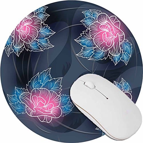 Premium Quality Pattern Anti Slip Rubber Round Mouse Pad Desktop Working Mouse Pad Gaming Computer PC Mouse Mat Size 7.9inX7.9in(Flowers 4)