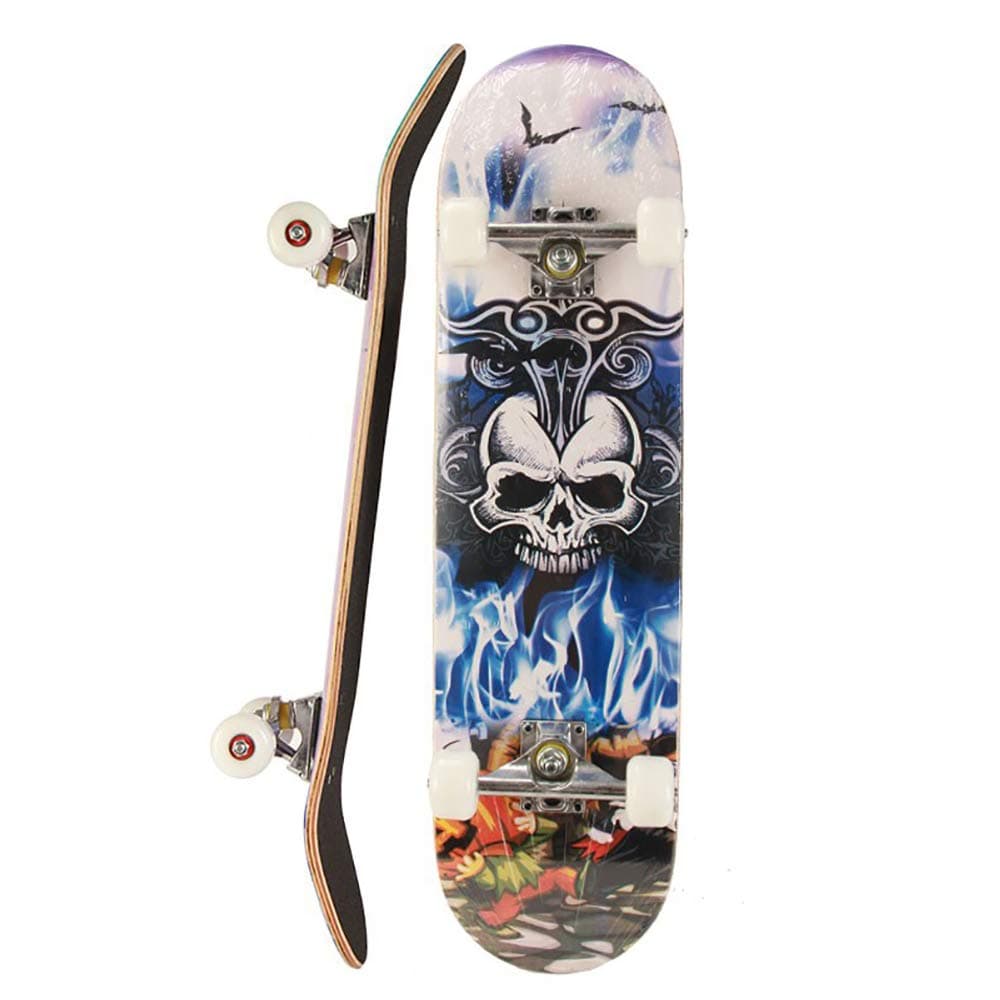 Keep Che Retro Skate Board Maple Wood, Skull Skateboard Complete 31x7.8 Inches Trick Skateboards Cruiser Beginners Longboard With Maple Deck Adult Boys also Girls Skateboard