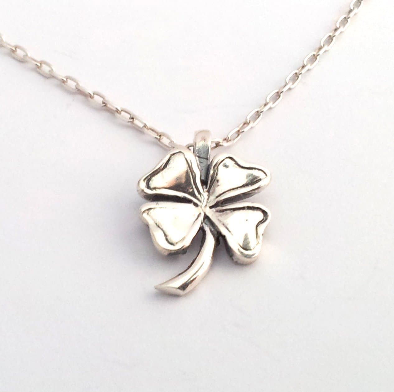 sterling silver shamrock necklace silver four leaf clover on chain