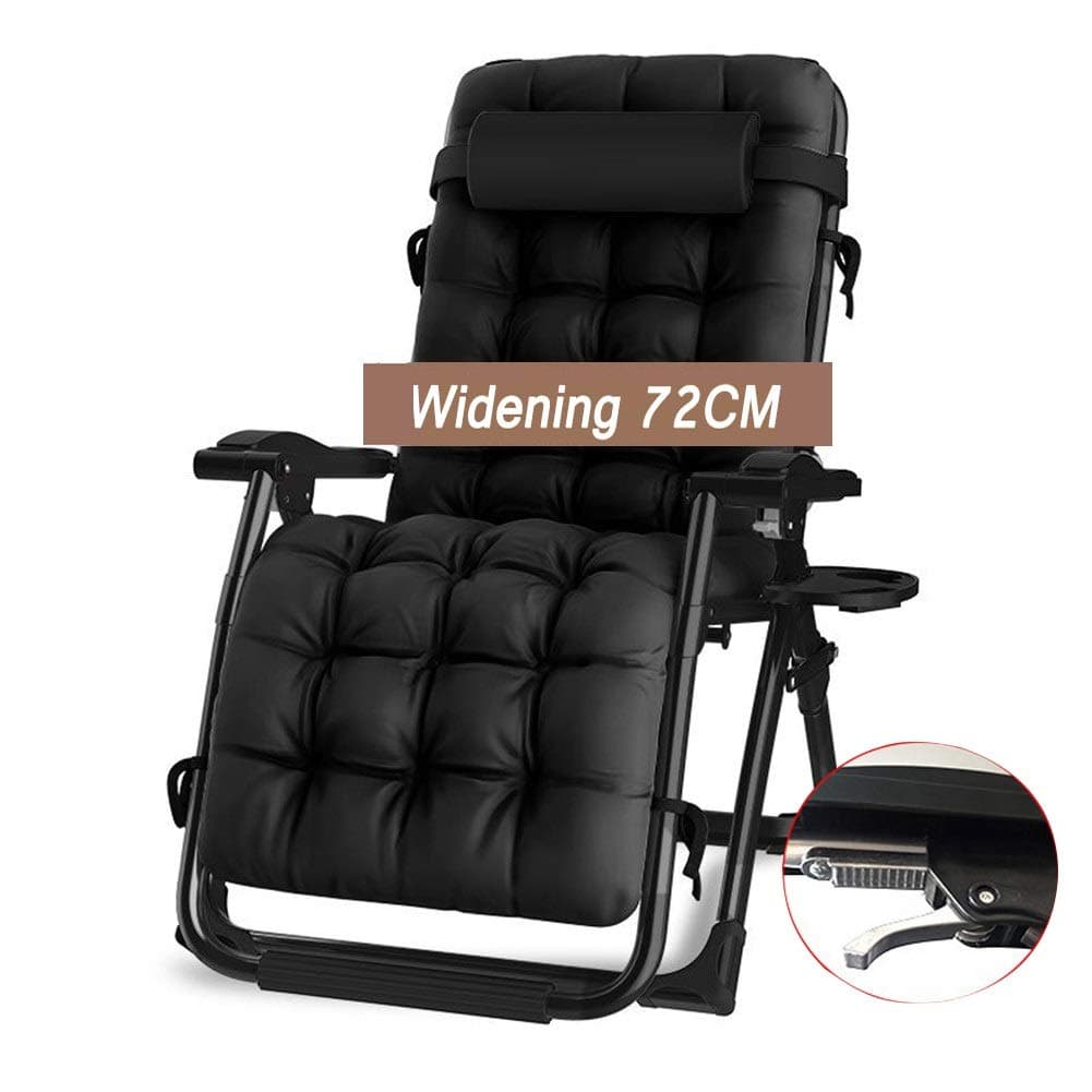 XZPENG Deck Chair Portable Adjustable Folding Zero Gravity Chair Garden Outdoor Patio Extra Wide Sun Lounger For Heavy People Widening 72CM (Color : Gray)