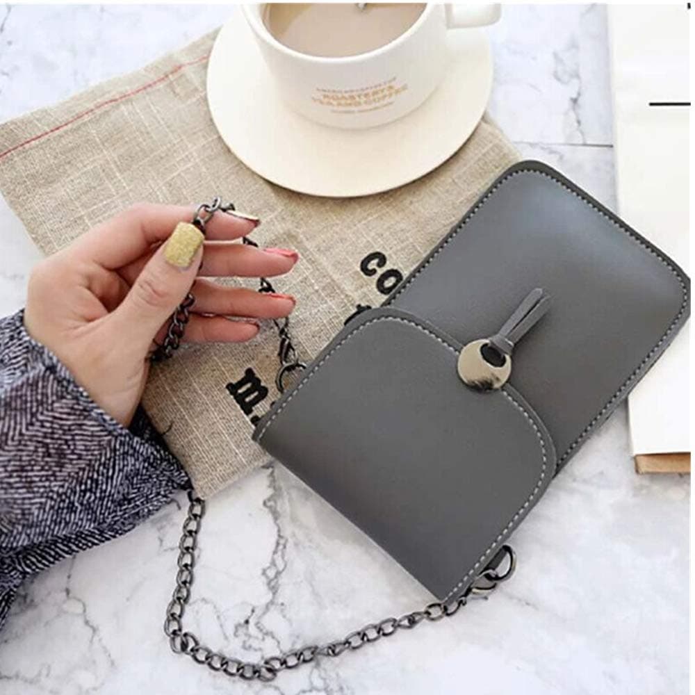 Hilyo Women's Mobile Phone Bag - Touchable PU Leather Change Bag Fashion Crossbody Cell Phone Purse for Women Girls, Mini Messenger Shoulder Bag Wallet Handbag with Credit Card Slots