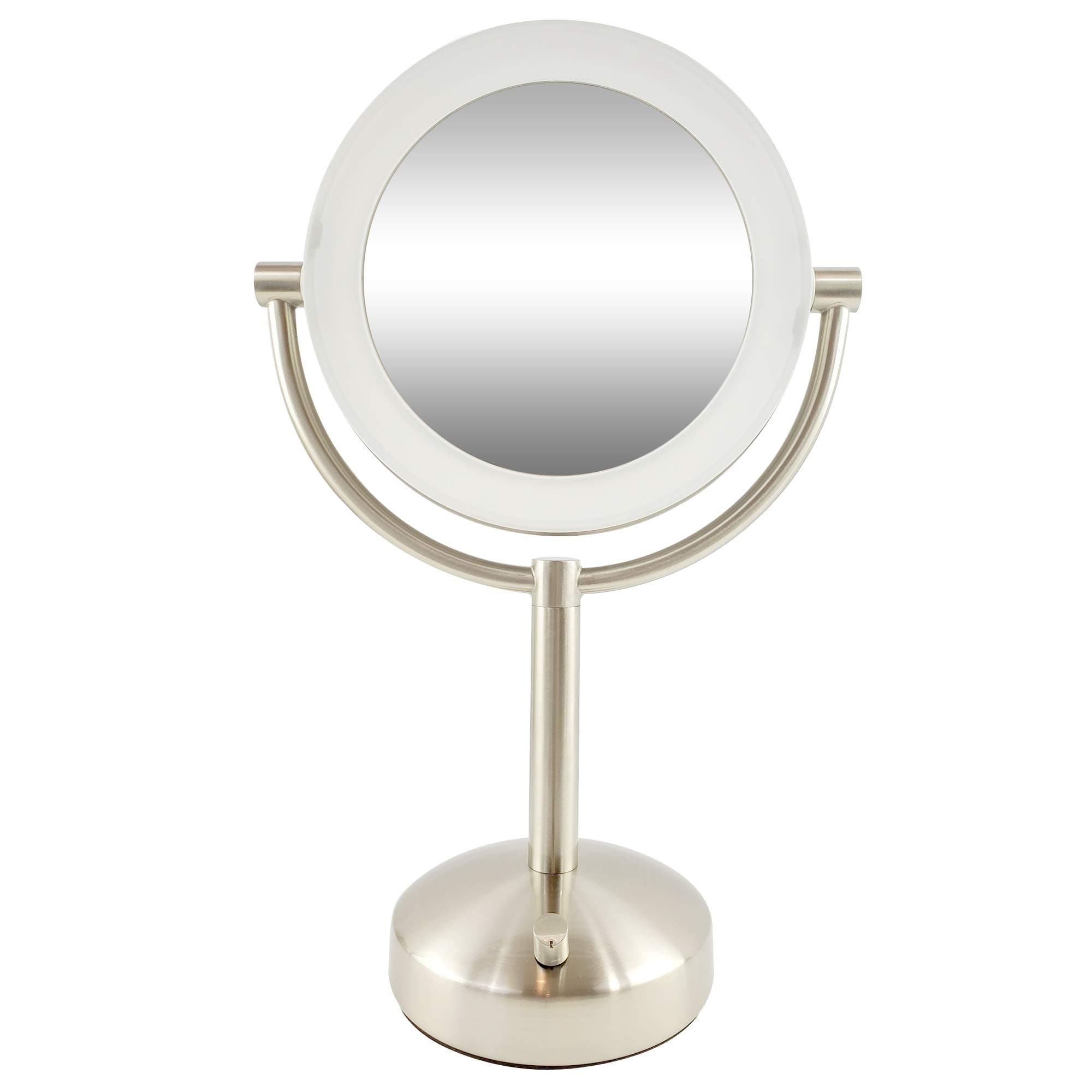 Tabletop LED Light Makeup Mirror, AC Adaptor, 10x/1x Magnification, Chrome Finish by Brookstone