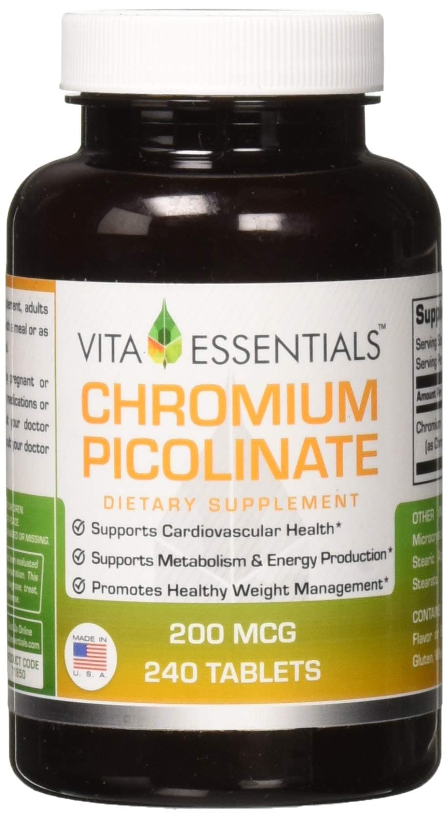 Vita Essentials Cromium Picolinate 200 Mg Tablets, 240 Count