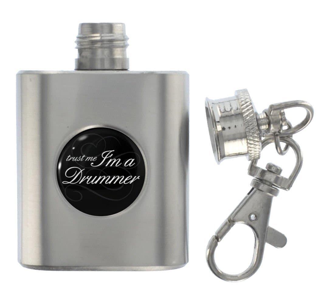 1StopShops Trust Me I'm a Drummer Metal Miniature Flask Keyring