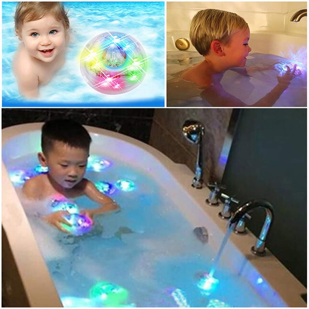 Alxcio 2 Pcs Kids Light Toy Bath Water LED Floating Bath Toys, Colorful Light Up Baby Toddler Infant Shower Bathtime Bathtub Water Light Toy Set