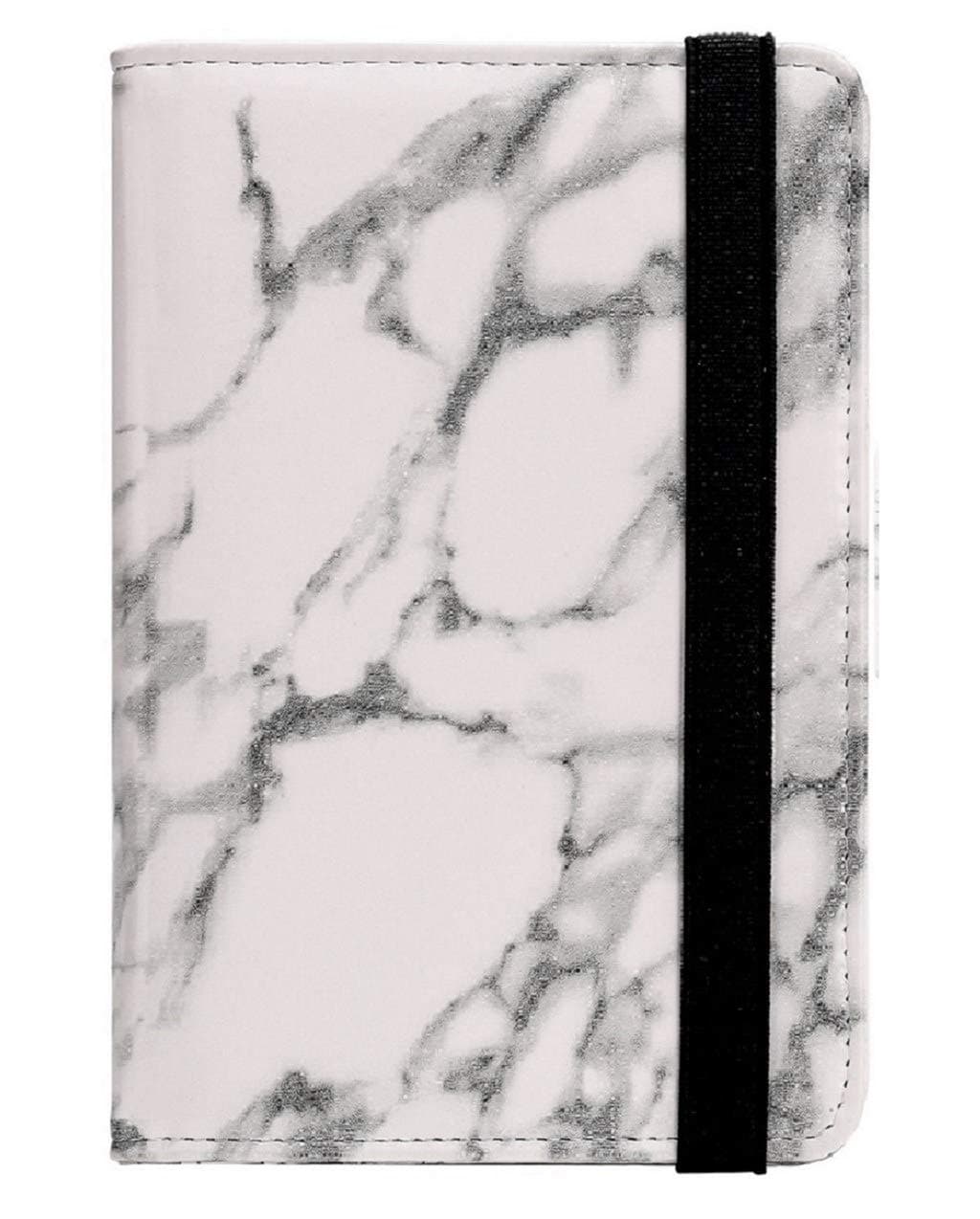 Passport Holder Cover Wallet Case - DESERTI BRANDS Leather RFID Blocking For Women Men - white marble