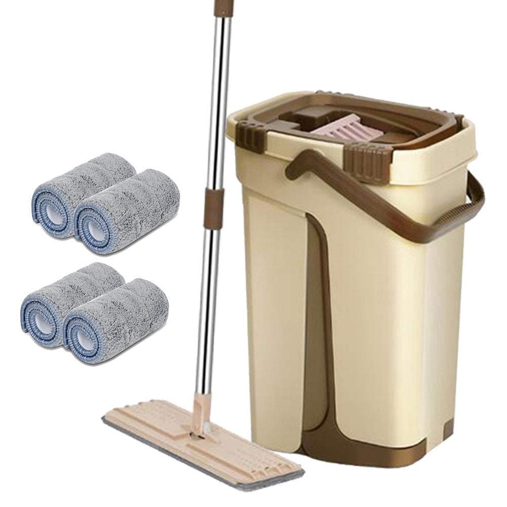 chlius Mop And Bucket Set, Microfibre Flat Mop With 136cm Aluminum Alloy Rod, 360 Degree Rotates, Handsfree Lazy Mop For Home Floor Cleaning