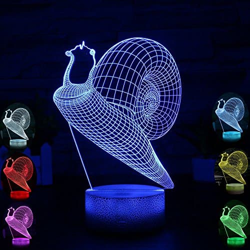 Gift Ideas Snail Night Lights 3D Illusion lamp Animal Light Led Desk Unique Anniversary Gifts for Baby Girl Home Decor Office Bedroom Party Decorations Nursery Lighting 7 Color Crackle Painted Base