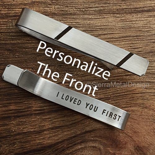 I loved You First Tie Clip Initials Tie Bar For Him Mens Gift For Dad Simple Tie Clip Stainless Steel Parent Gift