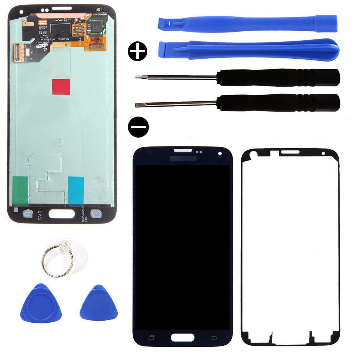 YCIL Samsung Galaxy S5 G900 LCD Display Digitizer Replacement Touch Screen for Samsung Galaxy S5 i9600 G900A G900T G900V G900P (Blue) with Free Repairing Tools