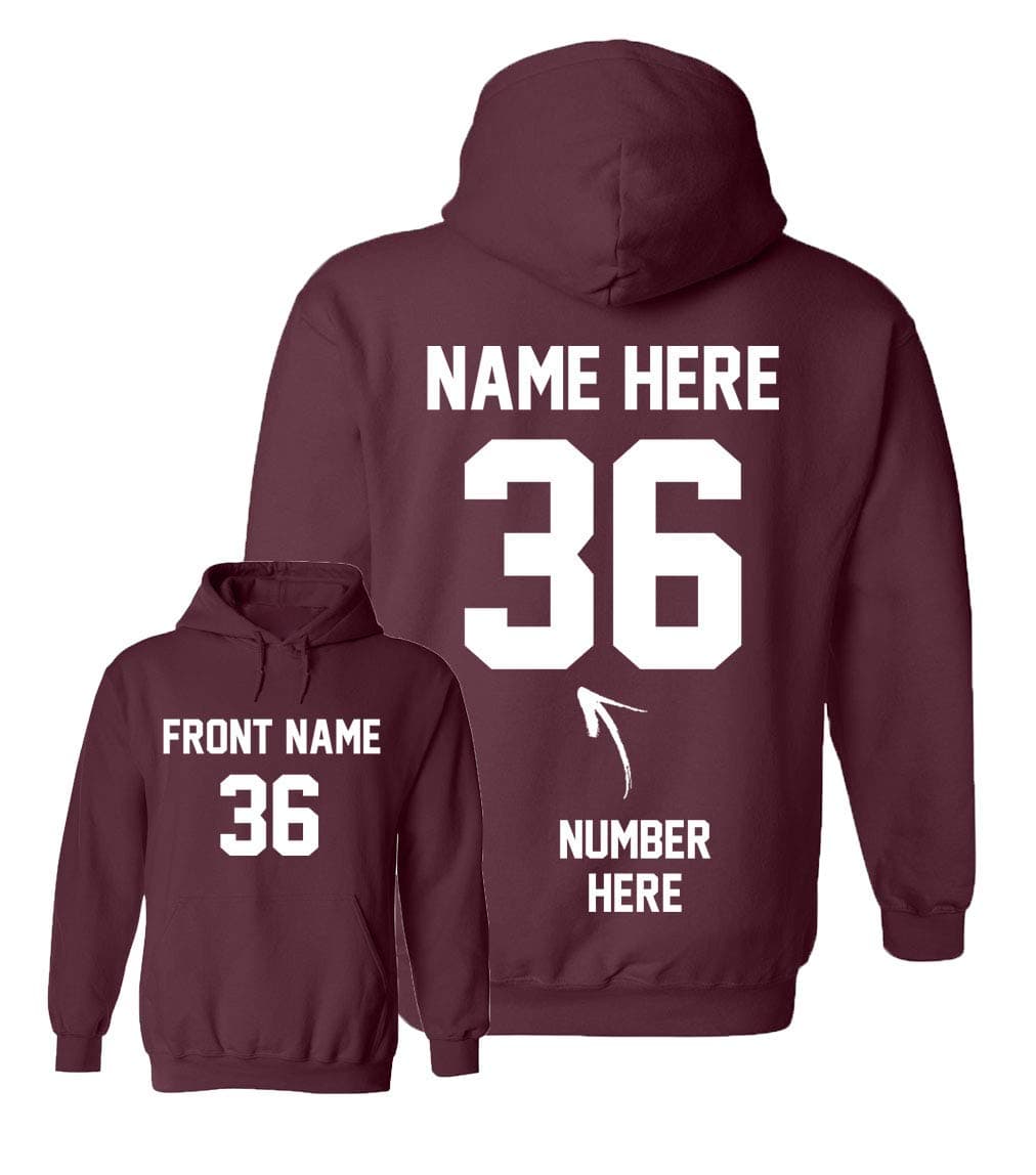 Custom Hoodies - Add Your Name & Number - 2 Side Personalized Sweaters