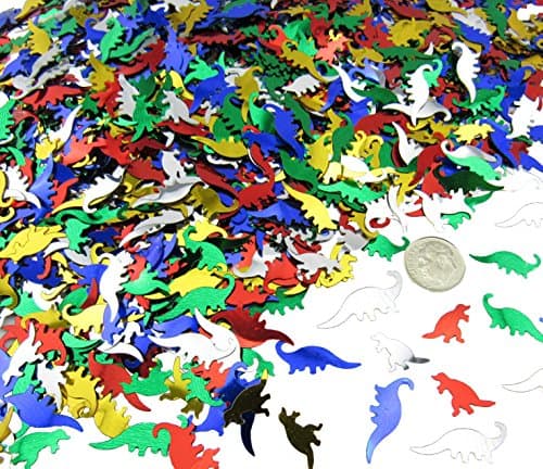 Dinosaur Metallic Confetti (75 Grams 5,250 Pieces) T-Rex Brontosaurus Jungle Foil Jurassic Dino Glitter for Kids and Children Birthday Party, Arts & Crafts by JPACO