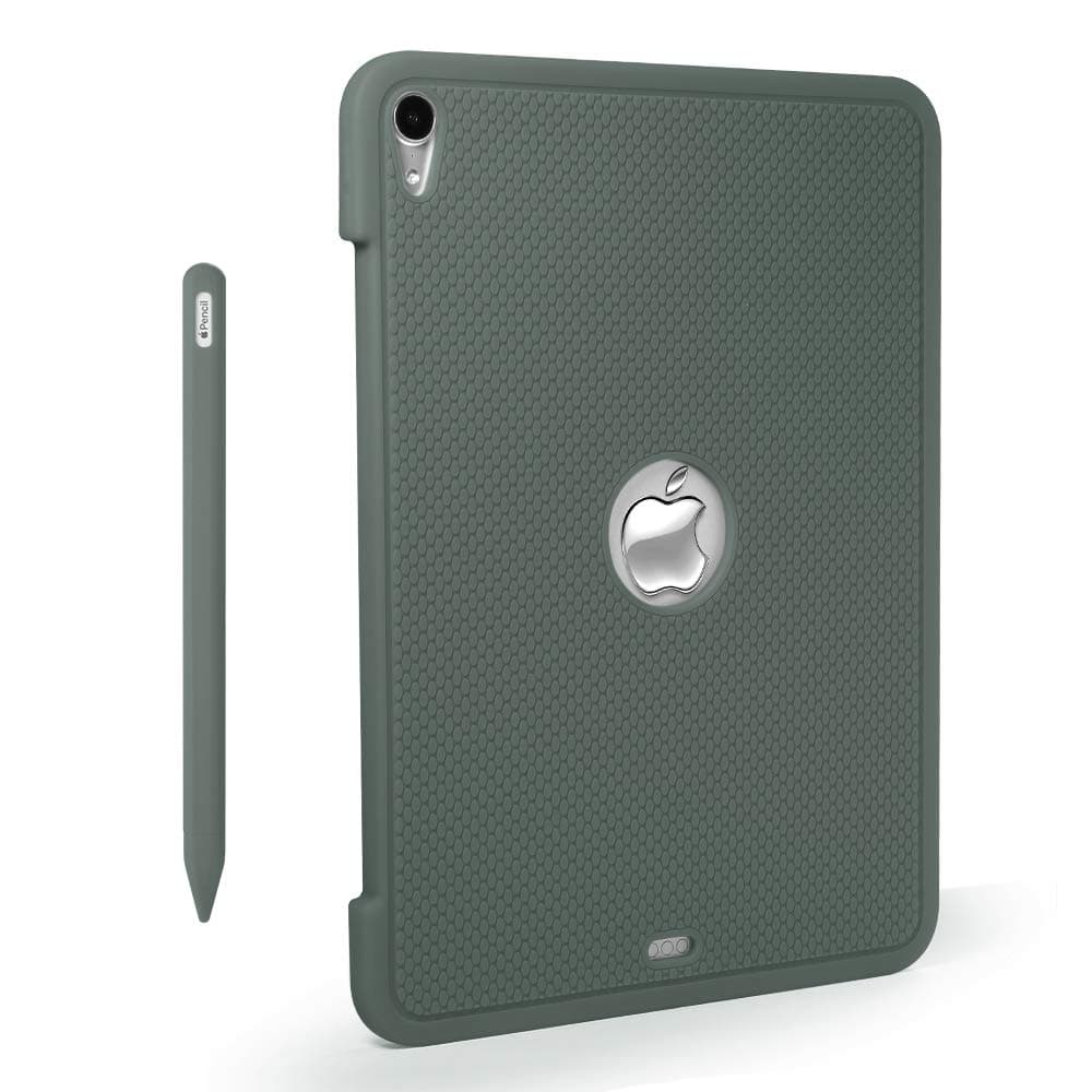 ZALU Case Compatible with iPad Pro 12.9 inch (Gen 3) 2018, Premiun Silicone Cover Case with Gen 2 Apple Pencil Case (Grey)