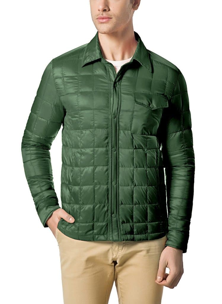 XPOSURZONE Men Packable Down Quilted Shirt Lightweight Puffer Jacket