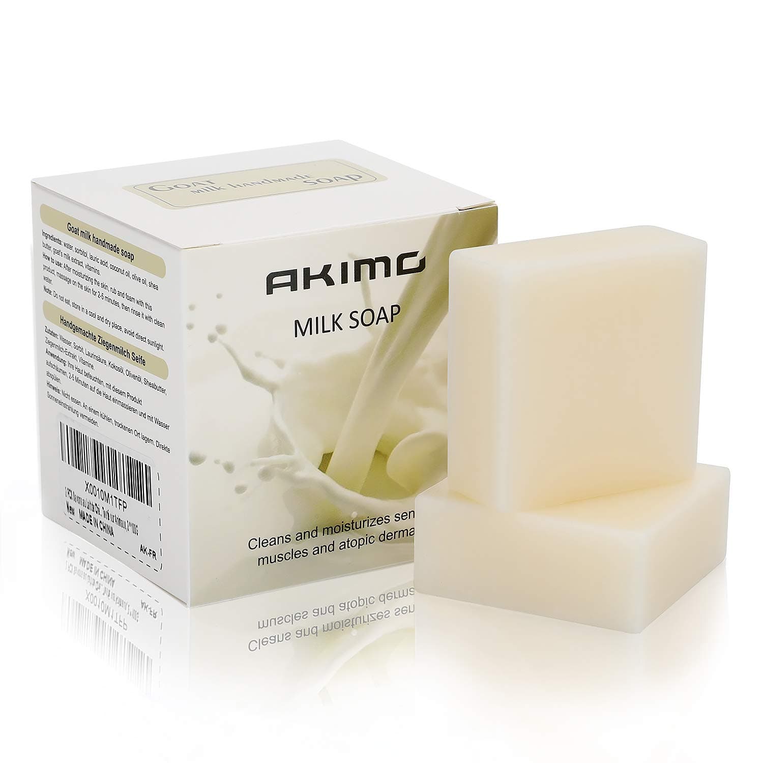 2 PCS Goats Milk Soaps - AKIMO 100% Natural, Handmade, Organic Hand Soap for Body/Face/Hands, Gentle Fragrance, No Sulfates, Silicones, 2 * 100G