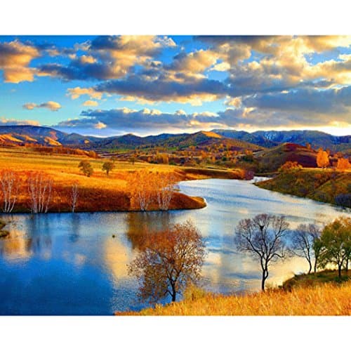 Wotion 9.84"x7.87" River Scenery Full Drill All Square DIY 5D Diamond Painting Kit for Adults Rhinestone Embroidery Cross Stitch set Arts Craft Gift