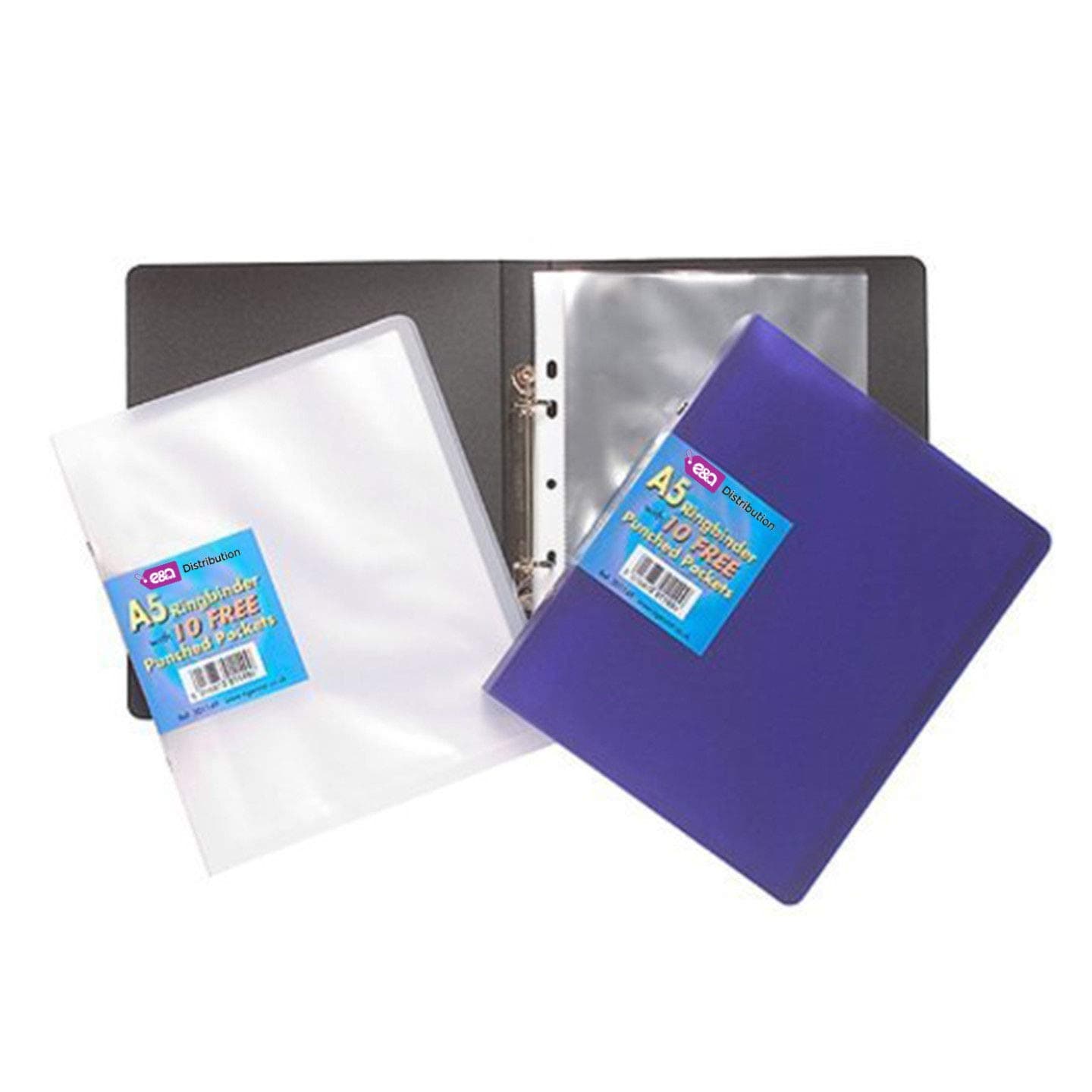 E&A A5 Project Slim Ring Binder + 10 Punched Pockets (Clear)