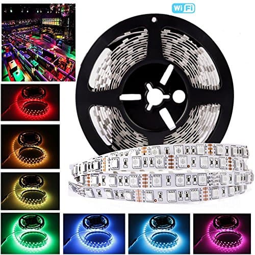Cevitor Smart LED Light Strip 5M/16.4Ft ,Wi-Fi, Dimmable,Smartphone Controlled and Alexa For Voice Control,16 million Color,Not Hub Requires