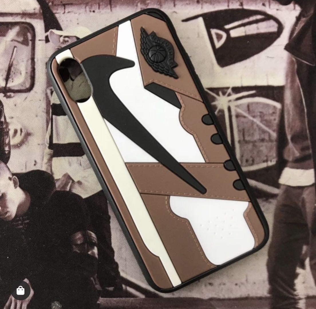 iPhone 3D AJ1 Travis Scott Cactus Jack Shoe Case Official Print Textured Shock Absorbing Protective Sneaker Fashion Case (iPhone X/XS)