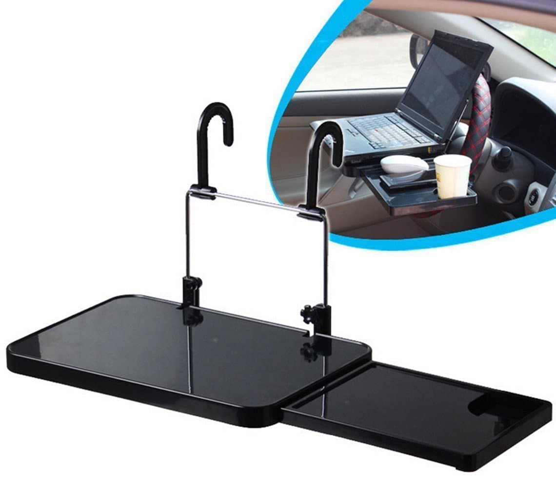 Anzer Travel Multi Tray,Table /Desk & Cup Holder,Foldable Car Notebook Stand Car Laptop/Eating Steering Wheel Desk Car Computer Desk with Drawers