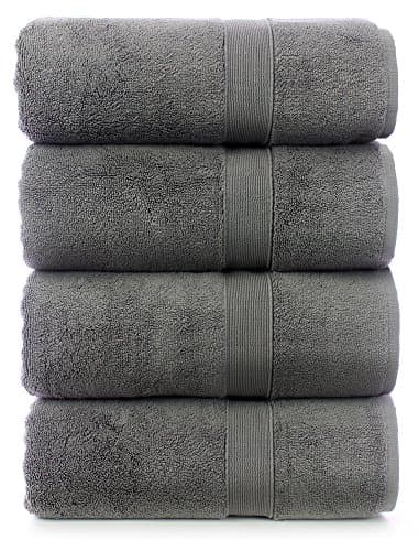 Luxury Turkish Thick Bath Towel Set, Long-Staple, Extra Softness, 800 GSM, 27x54 inches (Gray)