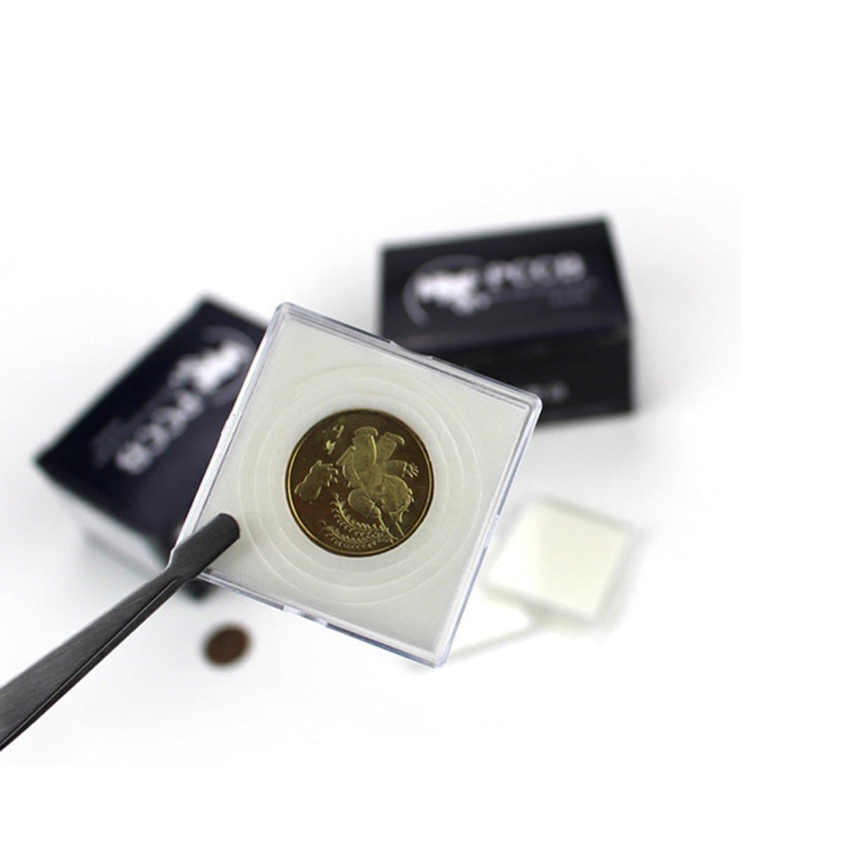 Xiaolanwelc@ 10Pcs/lot Coin Square Storage Box Display Variety Diameter Plastic Box Coin Holder Capsules Container Coin Transparent Gaine (one)