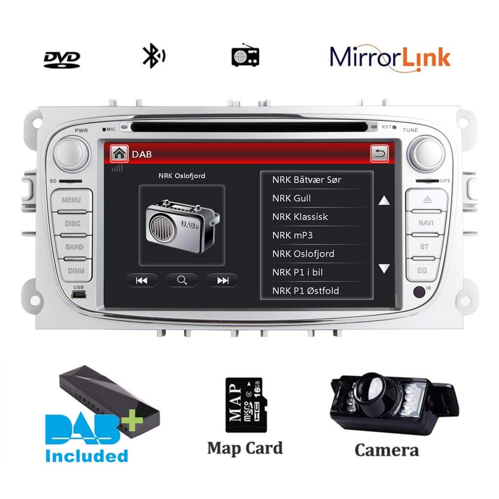 7 Inch HD Digital Capacitive Touch Screen Dual CANbus Car Stereo DAB+ Radio RDS Bluetooth CD DVD Player GPS Screen Mirroring for Ford Focus Mondeo Galaxy S-Max C-Max Kuga 3G SWC Subwoofer USB SD